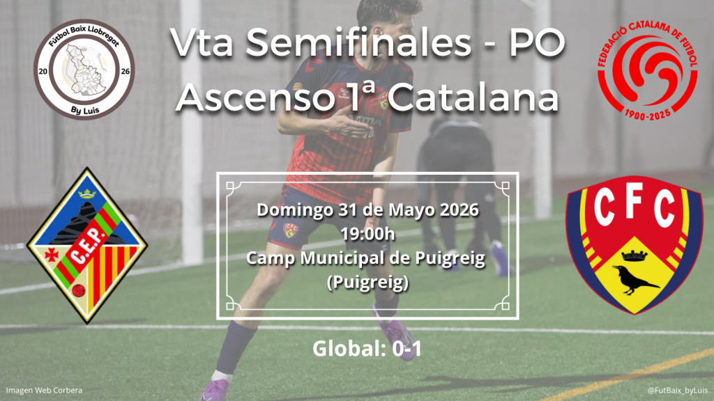 Previa Play-off ascenso a 1ª Catalana – Semifinales – Vta – CE Puigreig (0) – (1) CF Corbera «¿Y porque no continuar hasta junio?»