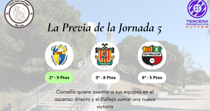 3ª RFEF Fem – Previa – Jornada 5 «Cornellà quiere asentar a sus equipos en el ascenso directo y el Pallejà sumar una nueva victoria»
